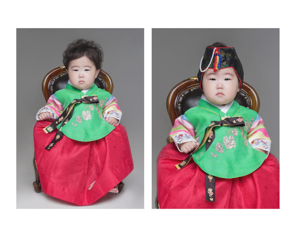 Our youngest looking absolutely adorable in her traditional Hanbok